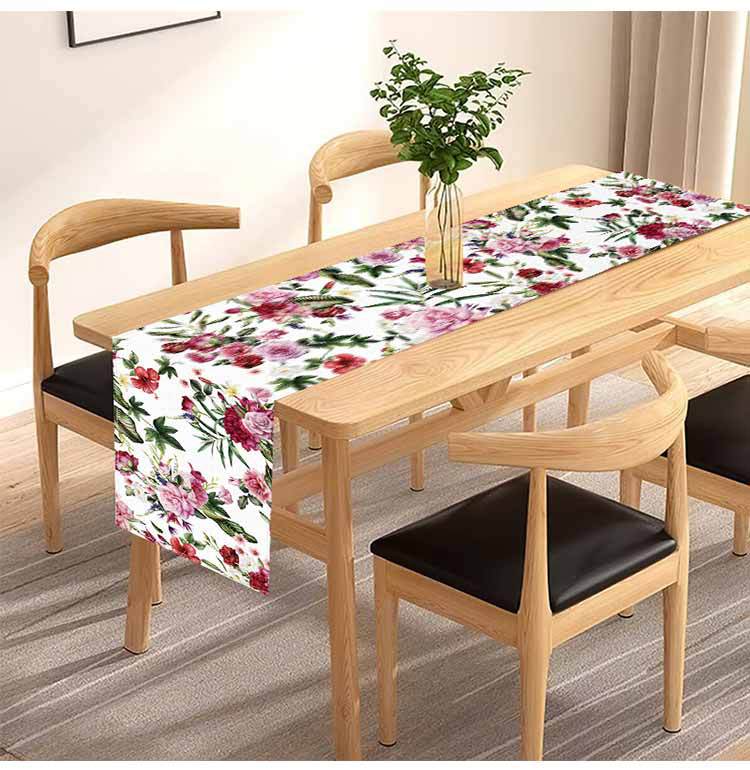 Spring and Summer Table Flags, Rose Red Flowers, Linen Tablecloths, Cross-Border Manufacturers, Direct Sales, Dining Table, Coffee Table Decoration, Insulation Pads Wholesale