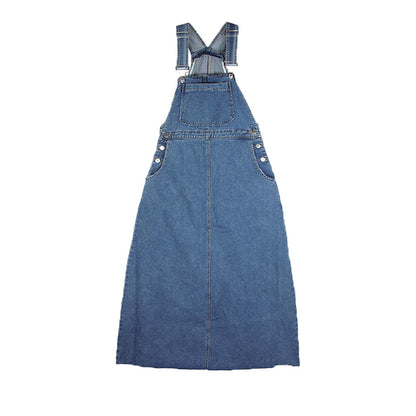 Age-Reducing and Slimming Denim Suspender Dress for Women, 2026 Autumn New Style, Loose Fit, Long Dress for Tall Women, Blue Dress