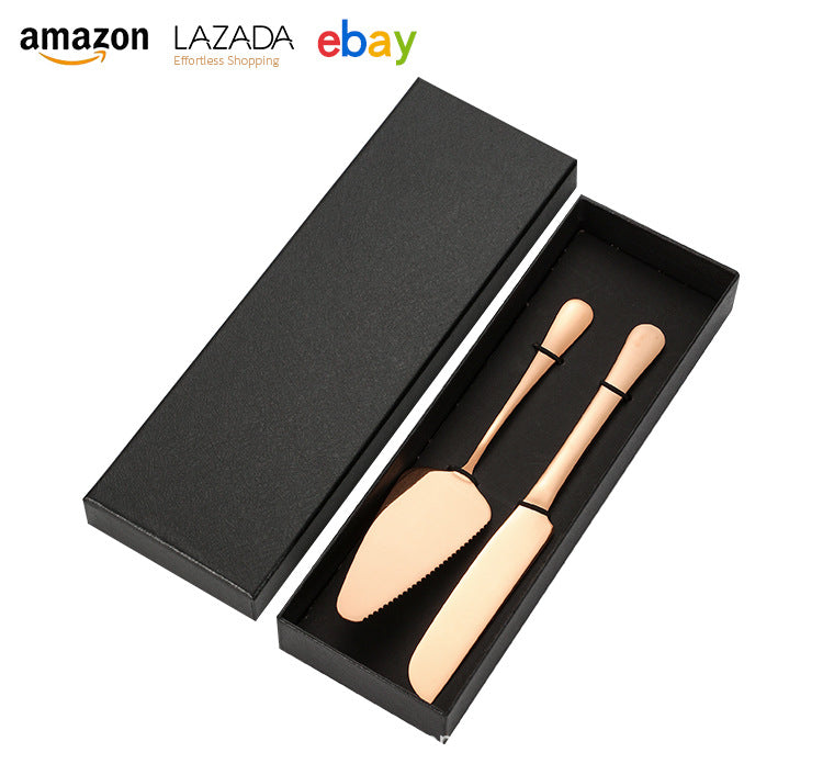 Cross-border Stainless Steel Cake Knife Shovel suit Kitchen Pizza Cutter Creative Baking Household Cream Shovel Knife Gift Box