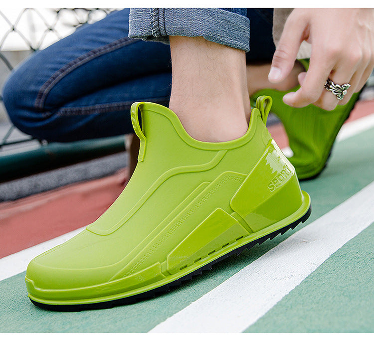 Cross-border Explosions Fashion Rain Boots Men's Non-slip Rubber Shoes Thick Sole Wear-resistant Outer Wear Rain Boots Non-slip Kitchen Water Shoes Men