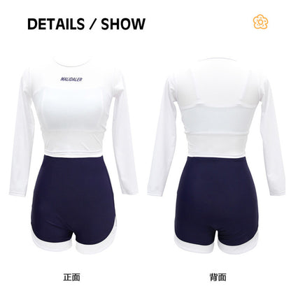 One-Piece Drop-Shipping Japanese and Korean Style Long-Sleeve Swimwear for Women, Two-Piece Conservative Sun-Protective Sports Swimsuit, Fresh Style for Students, Wholesale Swimwear