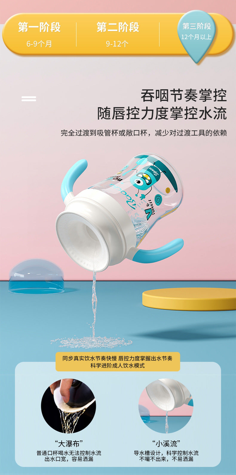 Baby music source factory wholesale custom sip cup baby sip drinking cup children's cup lip control learning cup