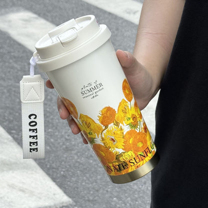 316 stainless steel lily of the valley coffee cup girls high color value double drinking straw cup car gift cup customization
