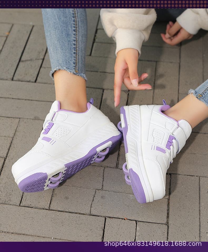 New heelloo shoes four-wheel skates adult detachable student men's and women's two-wheel flying shoes wheeled shoes generation