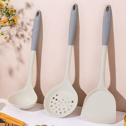 Wholesale gray two-color silicone spatula spoon household high temperature resistant non-stick pan cooking spatula soup spoon fishing fence kitchen suit