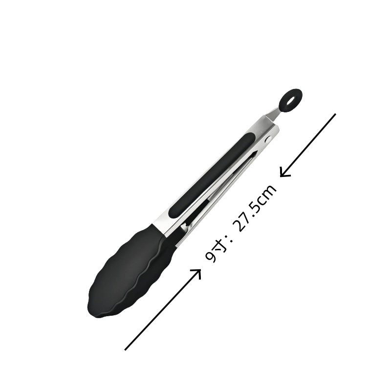 Cross-Border High-Temperature Resistant Steak Grilling Tongs 430 Stainless Steel Anti-Scalding Thickened Barbecue Tongs Kitchen Tools Food Tongs