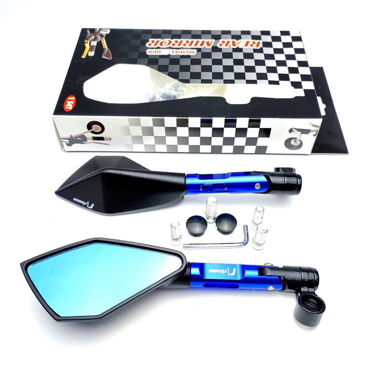 Universal motorcycle modified reflector electric vehicle aluminum alloy rearview mirror blue mirror