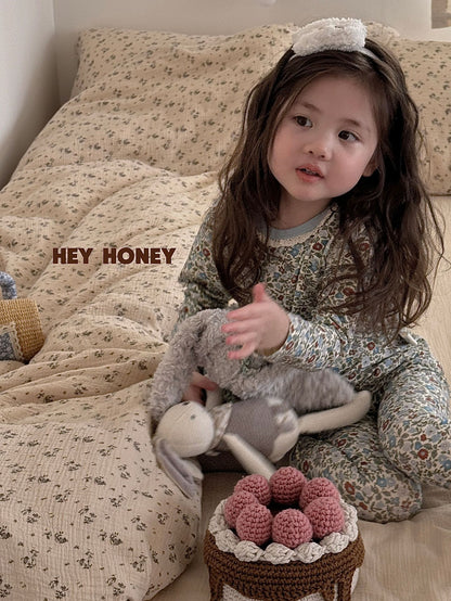 Spot Large and Small Roll Heyhoney24 Lycra Cotton Boys and Girls Autumn Clothes Intimates Printed Home Clothes Pajamas Two-Piece Set