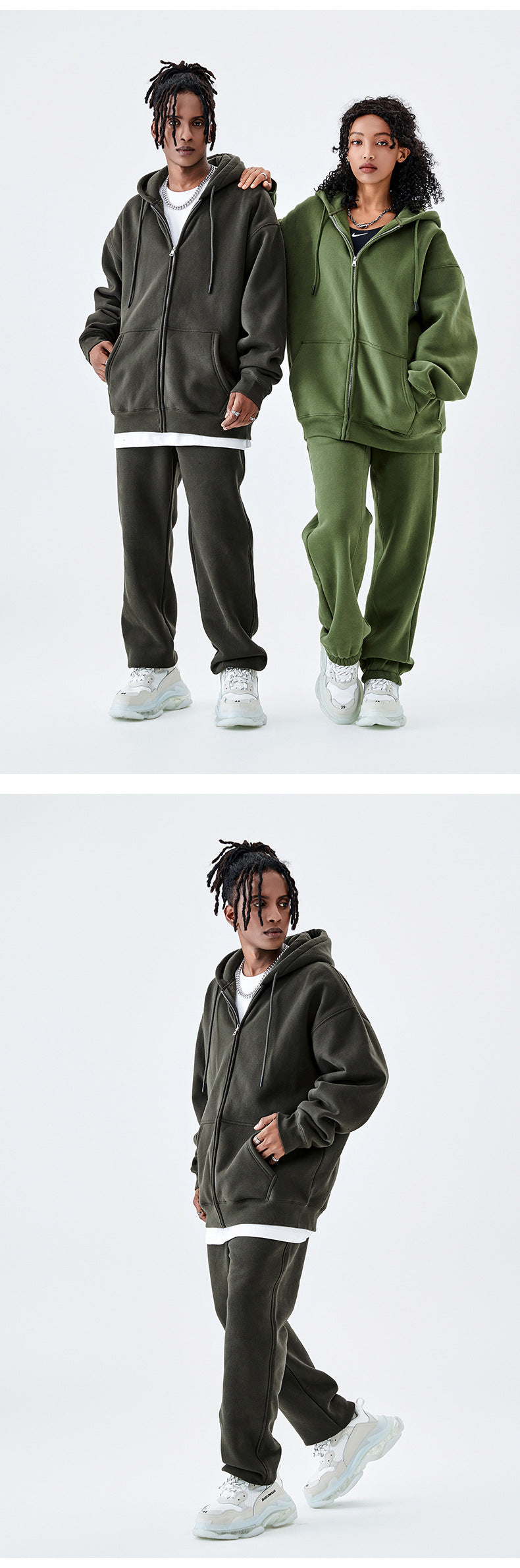 Tilani Men's Sweatshirt Cross-Border Casual Sports Suit Fashionable Pure Color Sweatshirt for Men and Women Simple Zipper Hoodie