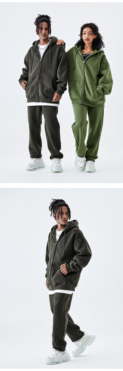 Tilani Men's Sweatshirt Cross-Border Casual Sports Suit Fashionable Pure Color Sweatshirt for Men and Women Simple Zipper Hoodie