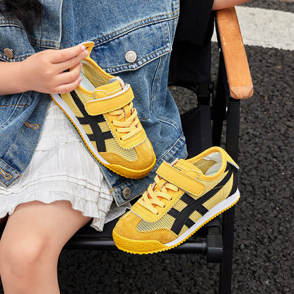 Genuine Leather Boys' Sneakers 2026 Summer New Style Children's Mesh Casual Shoes Breathable Girls' Sports Shoes White Shoes
