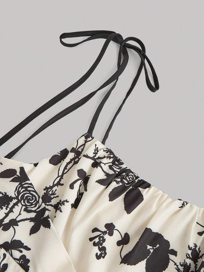 Amazon 2025 European and American New Women's Floral Printed Sling Homecoming dress Summer Sun Dress Spring Dress