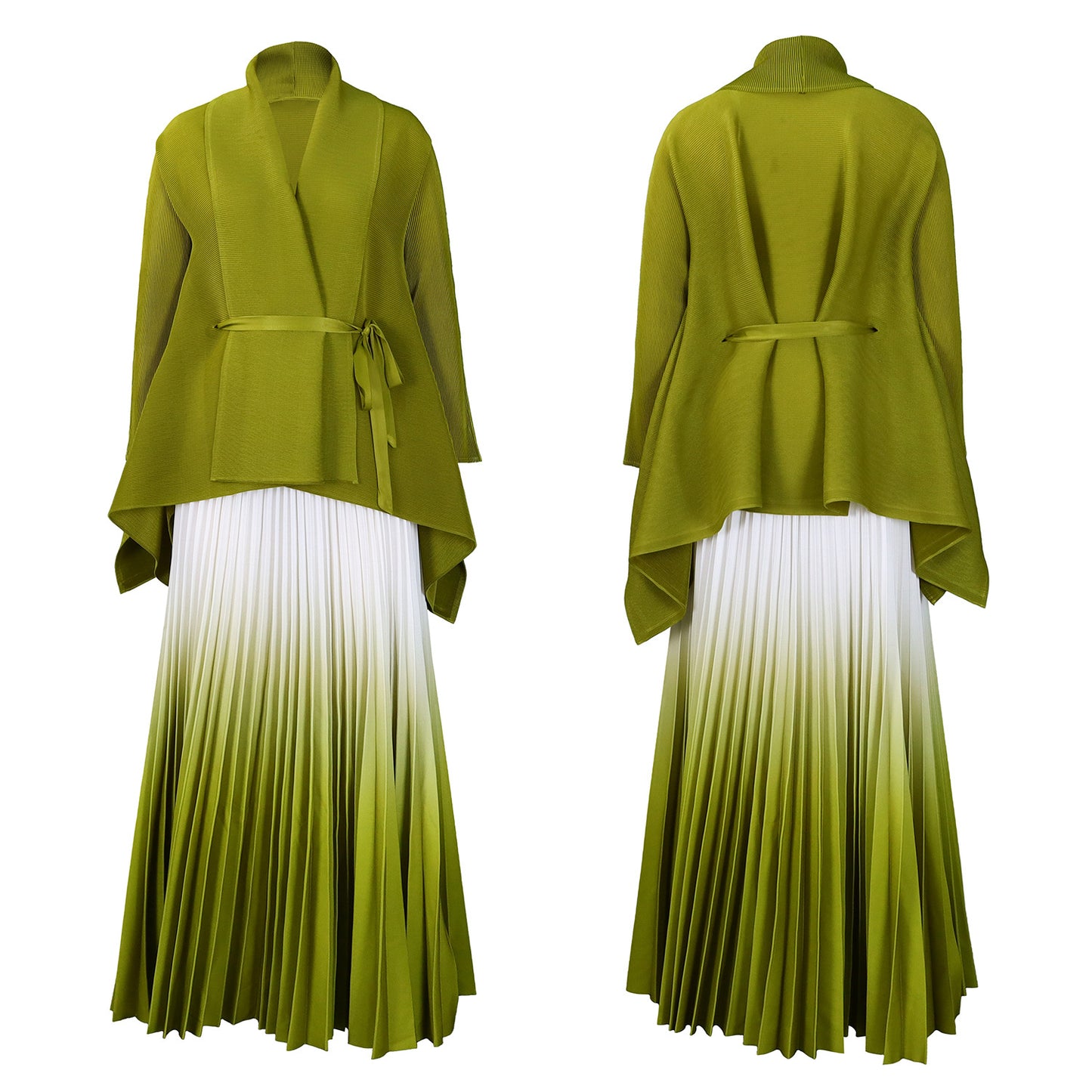 C8610 African plus size Women's Spring New Fashion Strap Bat Sleeve Top Gradient Color-changing Skirt Two-piece Set