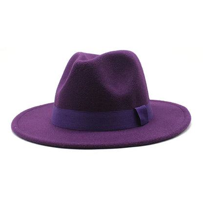 2023 New Hot Wide Brim Felt Fedora Hats With Bee Ribbon Autumn Winter Wedding Party Trilby Hat Men Gentleman Jazz Hats 56-58CM