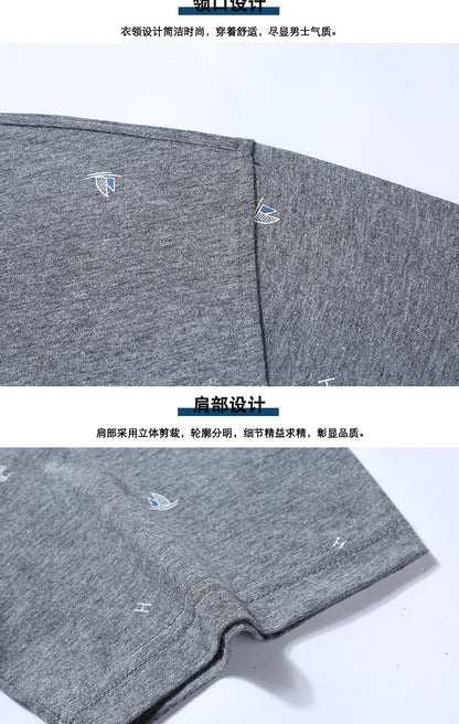 Middle-aged Men's Cotton Short-sleeved T-shirt Lapel Pocket Summer Middle-aged and Elderly plus size Half-sleeved Dad T-shirt Father