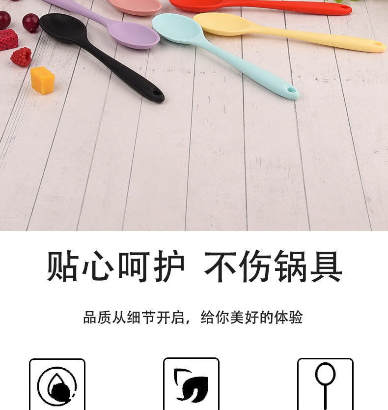 Food Grade Silicone Spoon, Kidsren's Safety Table Spoon, High Temperature Resistant Non-Stick Pan, Student Spoon, Baby Food Supplement Mixing Spoon
