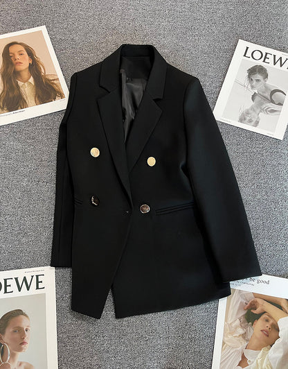Green Metal Buckle Korean Style 2024 Spring and Autumn New Milk White Suit Jacket Women's Casual All-match High-end Suit