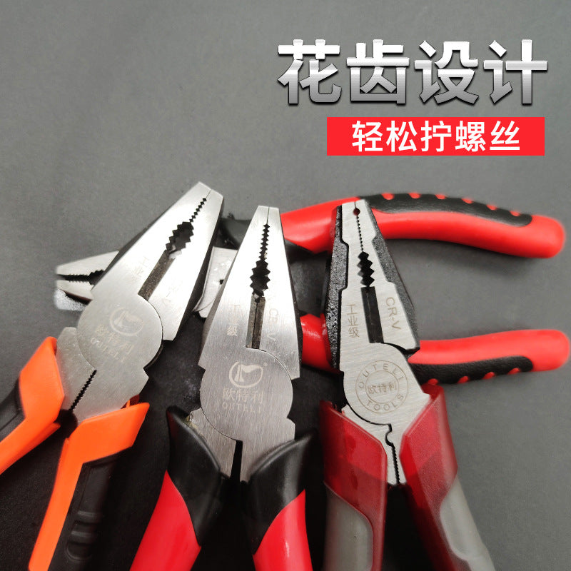 Pliers European Chrome Vanadium Steel Wire Pliers Source Factory Pvc Plastic Handle Tiger Pattern Vise 8inch Large Quantity Discount Pliers
