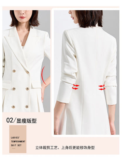 French Hepburn Style Small Black Dress High Sense High Cold Royal Sister Fried Street Small Fragrance Style Pleated Professional Suit dress Summer