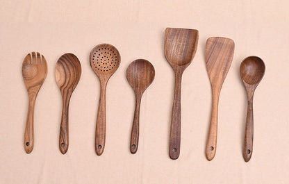 Paint-free Wax-free Wooden Cooking Spoon Shovel suit Kitchenware Long Handle Non-stick Pan Stir-frying Shovel Wooden Acacia Soup Spoon