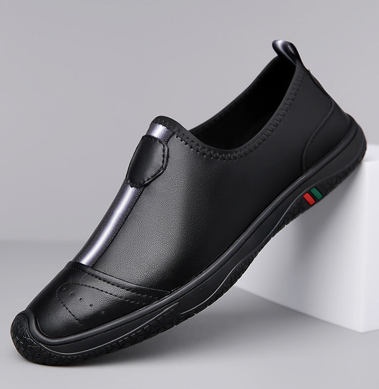 Doug Shoes Men's 2024 New Spring Lazy Slip-on Loafers Soft Bottom Driving Shoes Men's Hollow Leather Shoes