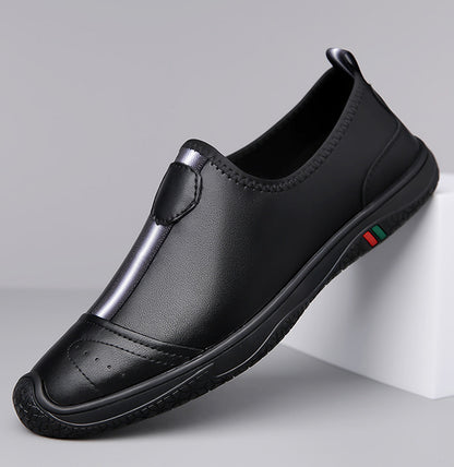 Doug Shoes Men's 2024 New Spring Lazy Slip-on Loafers Soft Bottom Driving Shoes Men's Hollow Leather Shoes