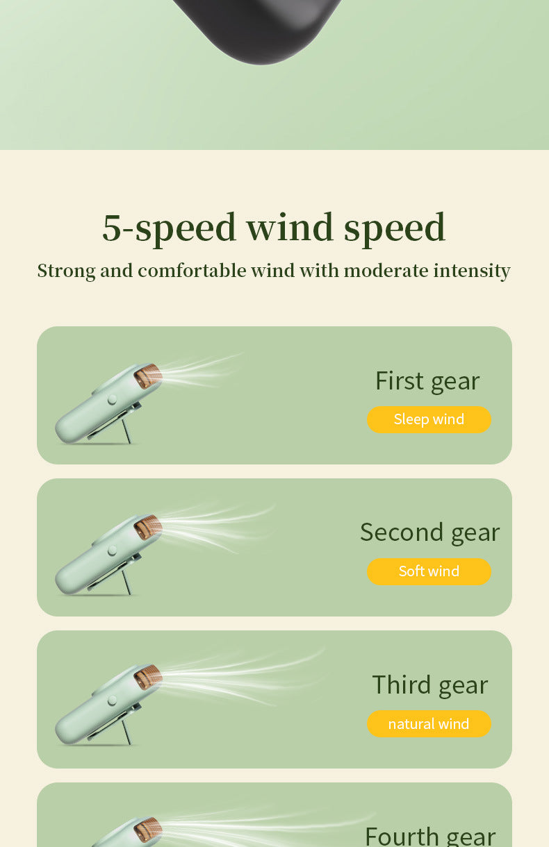 New Handheld Digital Display Small Fan Portable USB Lazy Electric Fan Outdoor Mini Waist Fan Hanging Neck Fan