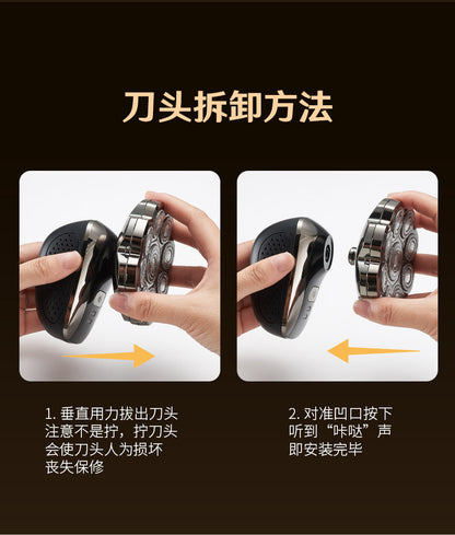 Cross-border nine-blade head bald self-service haircut artifact electric rechargeable razor magnetic suction head body washing knife