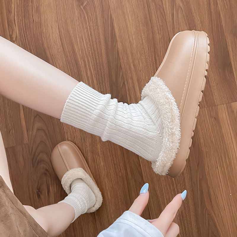 Women's Cotton Slippers for Winter 2025, Indoor Home Non-Slip Autumn and Winter Cold-Proof Closed-Toe Waterproof Fur Slippers for Winter Home Use