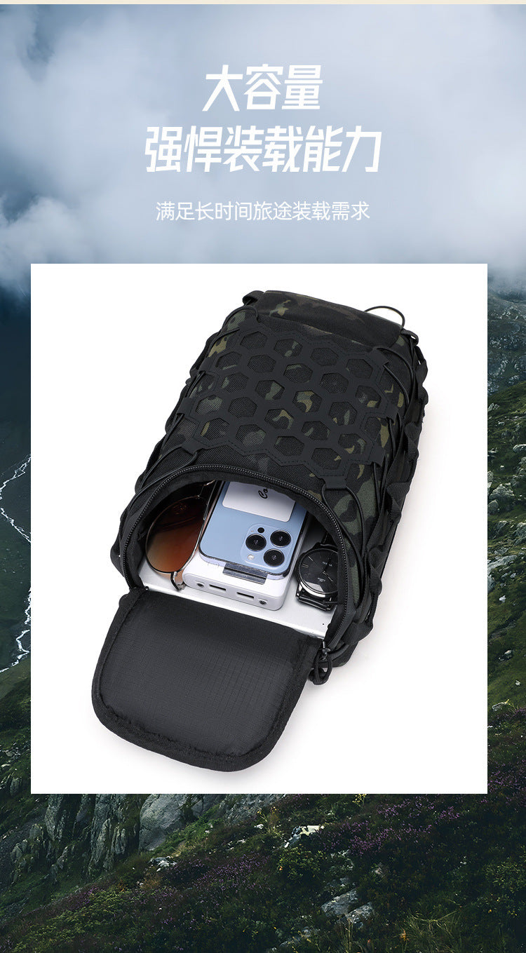 Men's Tactical Chest Bag, Crossbody Bag, Functional Outdoor Travel Lightweight Camouflage Shoulder Bag, Multi-Functional Lure Backpack
