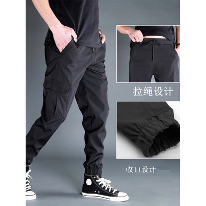 Ice Silk Crock Pants Men's Leg-tipped Summer Thin Casual Pants Loose plus size Quick-drying Pants Fashion Brand Sports Pants