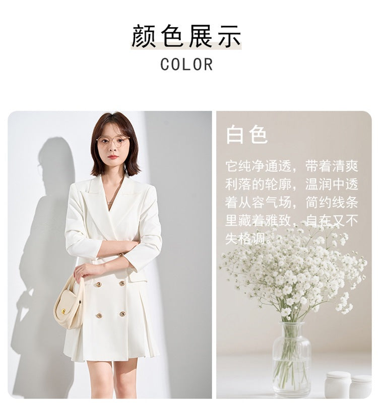 French Hepburn Style Small Black Dress High Sense High Cold Royal Sister Fried Street Small Fragrance Style Pleated Professional Suit dress Summer
