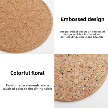 Round Cork Insulation Mat Pot Mat Placemat Plate Wooden Mat Bowl Mat Household Anti-Scalding Mat Table Mat Dining Table Mat