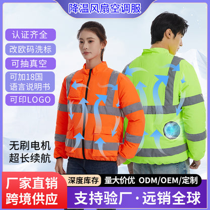 New Summer Fan Clothes Construction Site Cooling Air-Conditioning Clothes Outdoor Reflective Strip Air-Conditioning Clothes Men's Style with Fan