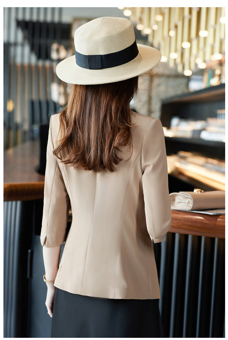 [Three-Quarter Sleeve Dress] Women's Formal Suit Dress, Korean Style Fashion Professional Attire, Small Blazer Dress for Spring and Summer