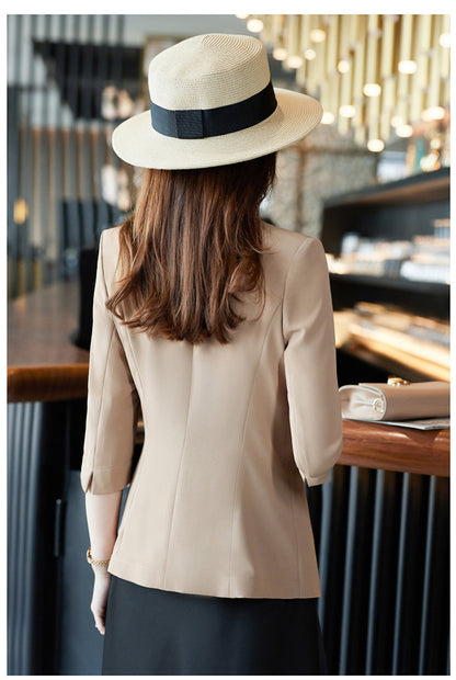 [Three-Quarter Sleeve Dress] Women's Formal Suit Dress, Korean Style Fashion Professional Attire, Small Blazer Dress for Spring and Summer