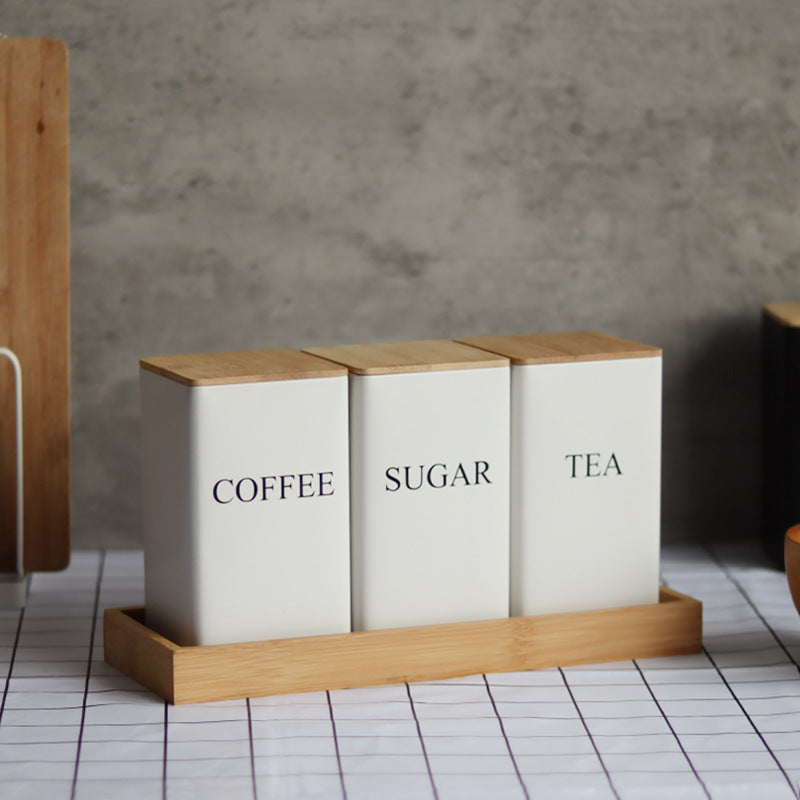 TEA,COFFEE,SUGAR Combination suit Tea Tea Coffee Candy Tinplate Box Jar Tea Bag Capsule Storage