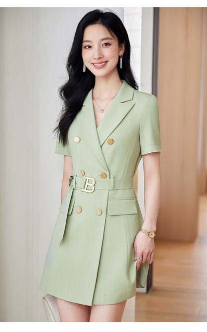 French Hepburn Style Small Black Dress High Sense High Cold Royal Sister Fried Street Small Fragrance Style Pleated Professional Suit dress Summer