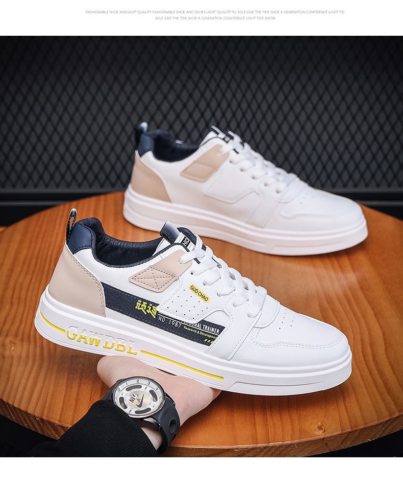 Men's Shoes Korean Style Trendy All-match Trendy Shoes Sports Winter 2023 New White Shoes Skate Shoes Waterproof Casual Leather Shoes