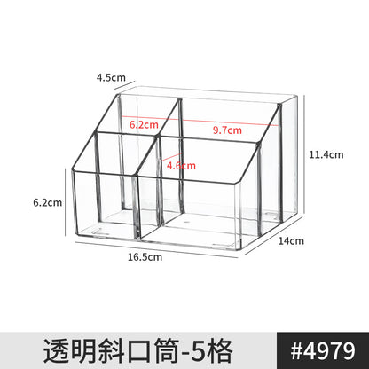 Pen Holder Desktop Stationery Storage Box Transparent Acrylic Multifunctional Student Pen Holder Office Note Pad Organizer Box
