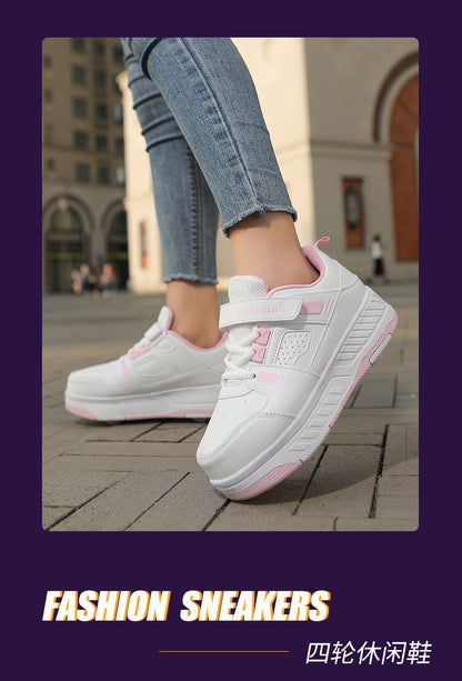 New heloo shoes two-wheel roller shoes children with wheels shoes girls skates student deformation shoes wholesale