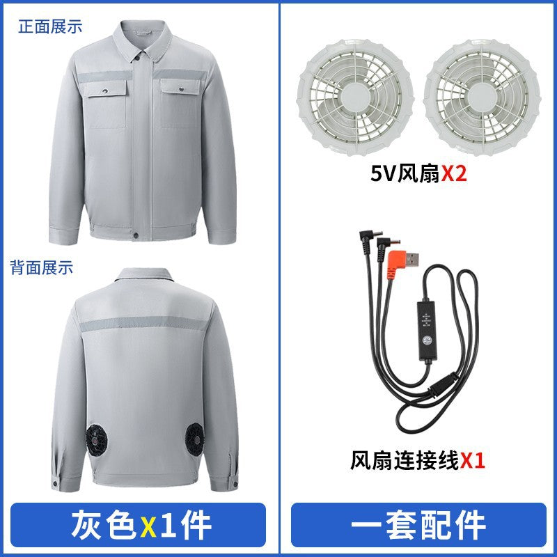 Cross-Border Cooling Air-Conditioning Clothing with Reflective Strips and Fan Cooling Clothing for Men and Women Labor Protection Summer Outdoor Work Clothes