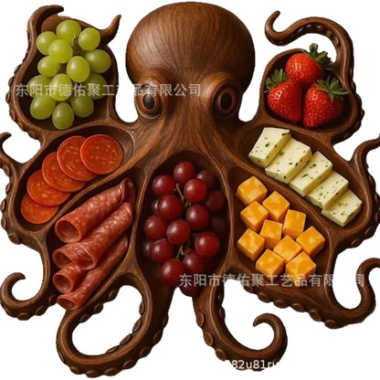 Tray wooden octopus shape creative snacks melon seeds fruit plate platter cross-border new Octopus Charcute