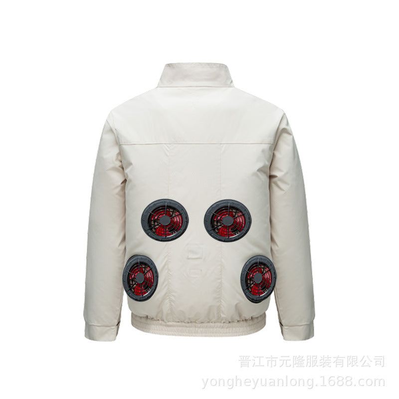 Cross-Border Summer Cooling Air-Conditioning Clothing with Fan Refrigeration Workwear Outdoor Heatstroke Prevention Fan Clothing Men's Labor Protection Clothing Work Clothes