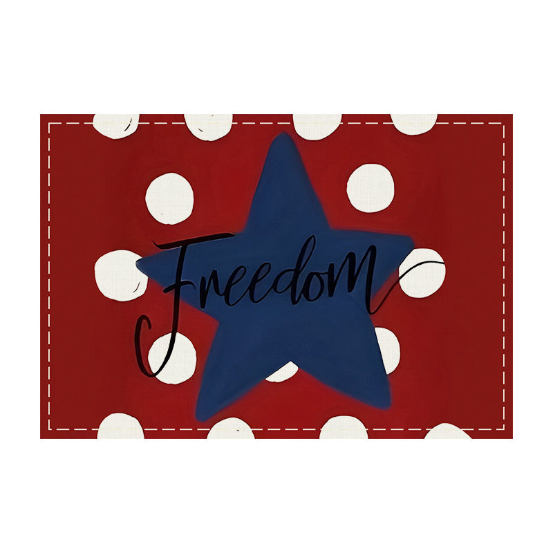JIT Cross Border Independence Day Placemat Amazon New Linen Printed Placemat Star Flag Dining Table Decorative Placemat