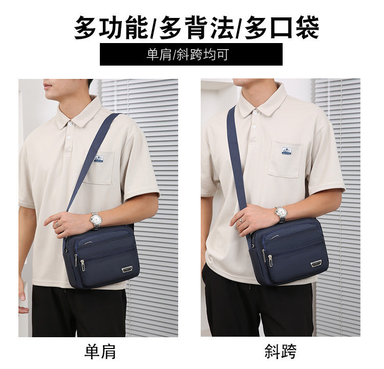 New Men's Coin Purse Casual Large Capacity Chest Bag Multi-layer Large Capacity Shoulder Bag Simple Solid Color Crossbody Bag