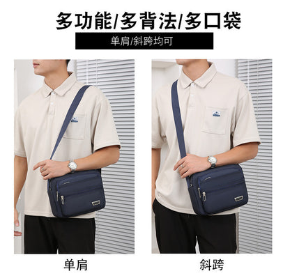 New Men's Coin Purse Casual Large Capacity Chest Bag Multi-layer Large Capacity Shoulder Bag Simple Solid Color Crossbody Bag