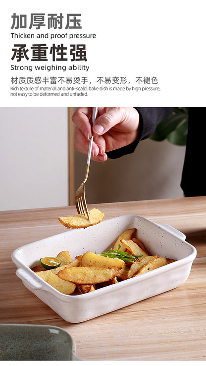 Cross-Border Scandinavian Style Kiln-Turned Baking Pan Amazon Square Steak Plate High-Value Tableware Available for Restaurants and Restaurants
