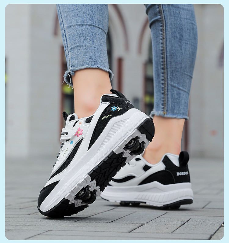Girls' Heelys Sneakers 2025 Mesh Children's Shoes for Older Kids Roller Skates Girls' Four-Wheel Skates