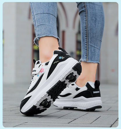 Girls' Heelys Sneakers 2025 Mesh Children's Shoes for Older Kids Roller Skates Girls' Four-Wheel Skates